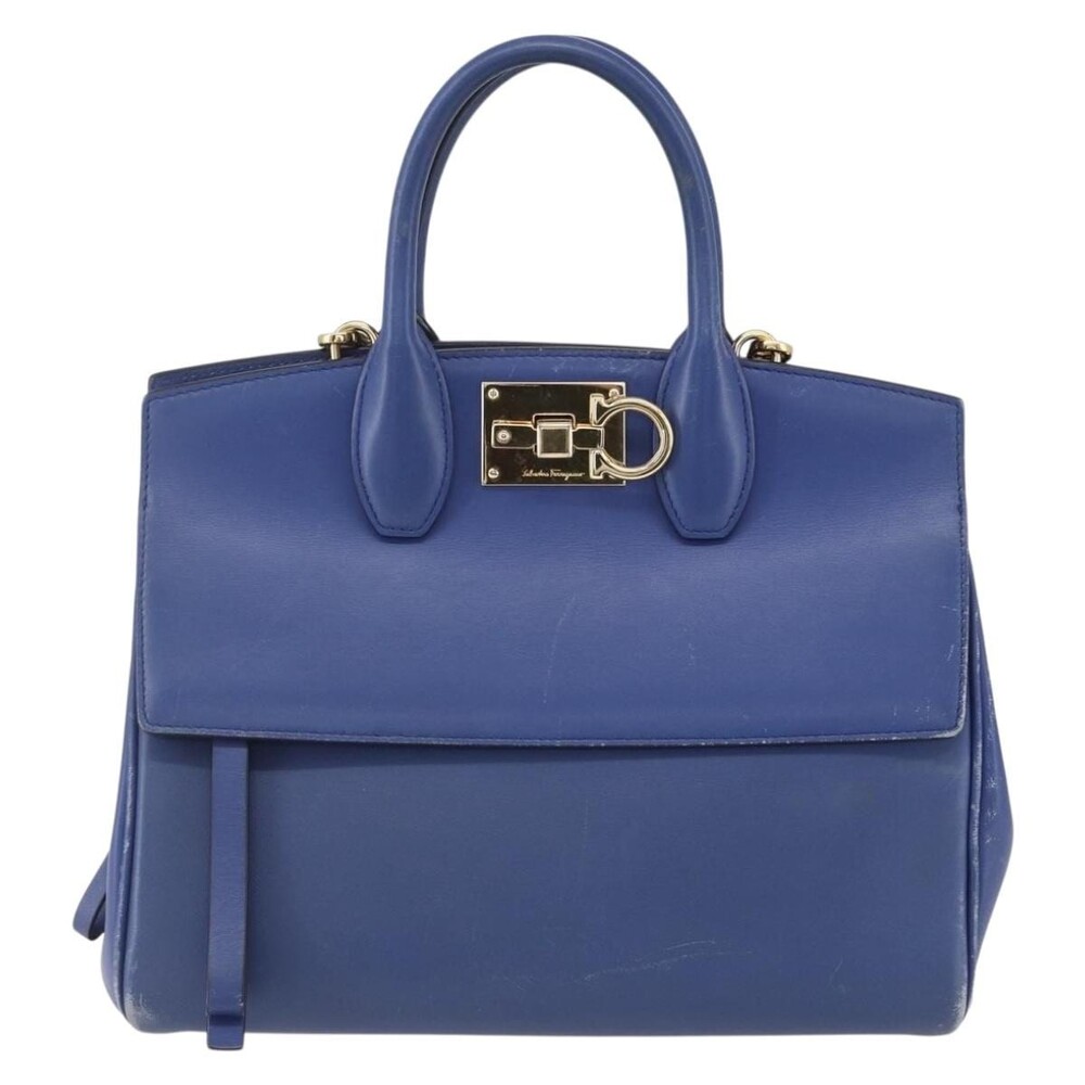 Salvatore Ferragamo Leather Gancini Handbag Blue